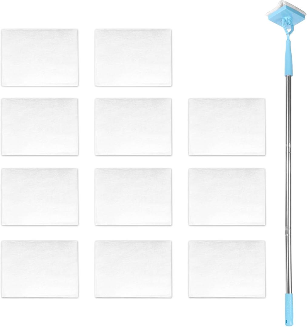 10 Pack Reusable Pad Refills Compatible with Baseboard Buddy Cleaner Tool - Microfiber Replacement Pads for Wet & Dry Use (Baseboard Buddy NOT Included)