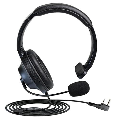WODASEN UV-5R Single Side Noise Cancelling Radio Headset Overhead Cancellation Headphone with Boom Mic for Baofeng BF-F8HP BF-888S AR-152 UV-82HP Archsell AR-5 Kenwood Retevis RT21 RT27 Walkie Talkie