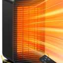 BALKO Space Heater, Portable Electric Heaters for Indoor Use with Thermostat, Fan Mode, Remote Control, Tip-over & Overheat Protection, 1500W PTC Ceramic Safety Heaters for Large Room/Office/Bedroom