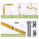 8.2FT x 8FT Backdrop Stand Heavy Duty with Base, Gold Portable Adjustable Pipe and Drape Backdrop Stand Kit, Over The Table Rod Stand with Clamps, Square Metal Arch Party Frame for Birthday Decor