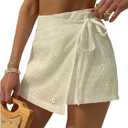 GORGLITTER Women's Wrap Skirt Embroidery Mini Boho Vacation Holiday Summer Cute Coquette Skort (White, S)