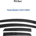 IG Window Visors Fit for 2017-2025 Tesla Model 3, Out-Channel Rain Guards Vent Wind Deflectors 4PC, Car Accessories for 17-25 Model 3