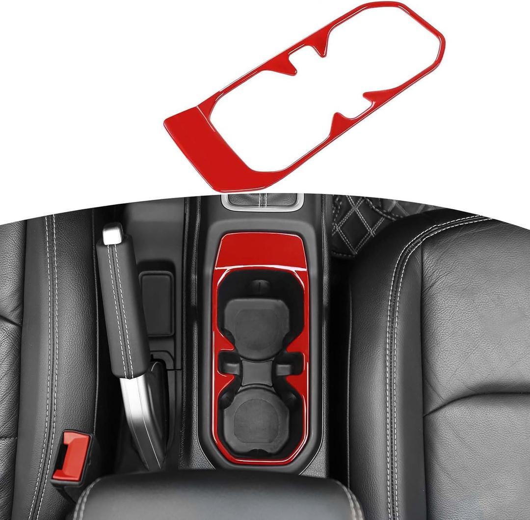RT-TCZ for Wrangler JL Front Cup Holder Trim Red for Jeep Wrangler JL JLU Gladiator JT 2018-2024 Red Interior Accessories