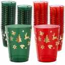Ciaell 60 Pack Christmas Plastic Cups - 10 Oz Red and Green Disposable Cups - Christmas Wine Glasses for Xmax Party Supplies