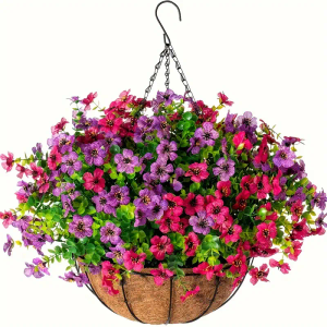 Elyum Faux Mums for Outdoors-18 Bundles Fake Mums Artificial Fall Flowers, UV Protected Artificial Mums for Outdoor Planter, No Fade Fall Artificial Flowers for Outdoor Garden Porch Decoration 