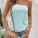 SOLY HUX Women's Strapless Bandeau Tank Top Casual Summer Sleeveless Eyelet Tube Tops (XS)