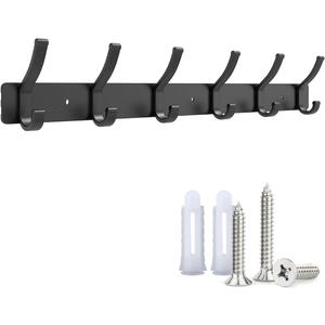 Coat Hooks Wall Mount, All Metal Wall Hook for Hanging Coats, Hat Rack with 6 Double Hooks, Entryway Hooks for Hanging Coats, Backpacks, Hats, Keys and More