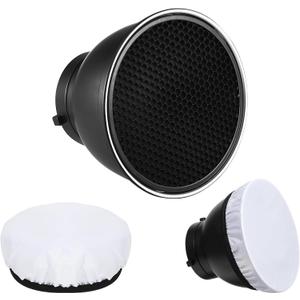 7" Standard Reflector Lamp Shade Dish Diffuser with 60 Honeycomb Grid for Bowens Mount Studio Strobe Flash Light Speedlite (with Soft Cloth)
