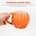 Cabilock 2PCS Halloween Pumpkin Mugs, 500ml Ceramic Pumpkin Fall Coffee Cup, Thanksgiving Halloween Christmas Gift for Women Men