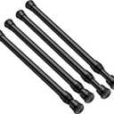 4 Pcs Small Spring Tension Curtain Rod 12 to 19 Inch, Mini DIY Spring Tension Rods No Drill for Slim Window Cupboard Closet, Black
