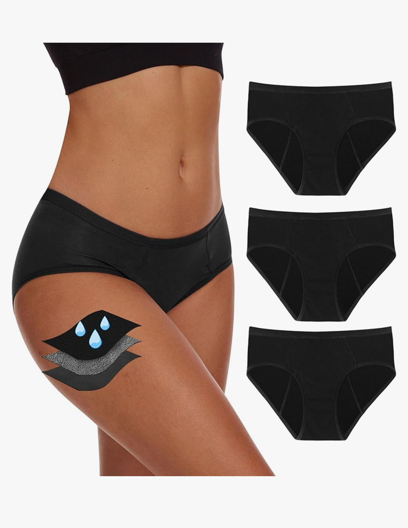 Period Underwear For Women, Leak-Proof Hipster, Brief, Heavy Flow, 3 Pack,M