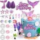 29Pcs Mermaid Cake Toppers, Tyotrbs MermaidCake Decorations MermaidBirthday Cake Decor Little Mermaid Cake Topperfor Summer and Ocean Birthday Party Decorations (Colorful)