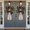 Wreath Sash for Front Door - 2 Pack 55 Inch Brulap Ribbon for Wedding, Baby Shower, Christmas Decor, Embroidery, Blank