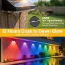 Solar Fence Lights Outdoor, 12 Pack Ultra-Bright 85LM Fence Lights Solar Powered, 9 RGB Color Modes, IP65 Waterproof, 12H Dusk to Dawn Glow for Pool/Deck/Patio/Wall/Backyard - Black