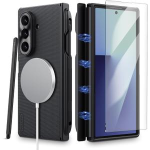 Nillkin for Samsung Galaxy Z Fold 7 Magsafe Case with S Pen & S Pen Holder, Built-in Screen Protector, Fold 7 Case with Hinge Protection, Compatible with MagSafe, Protective Magnetic Slim Case, Black