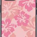 Pink Hibiscus Flower Phone Case for iPhone 11 Hibiscus Floral Case Cover TPU Bumper Hard Back Shockproof Preppy Phone Case Girly Women Phone Case Cover w/Four Leaf Lucky Clover Design