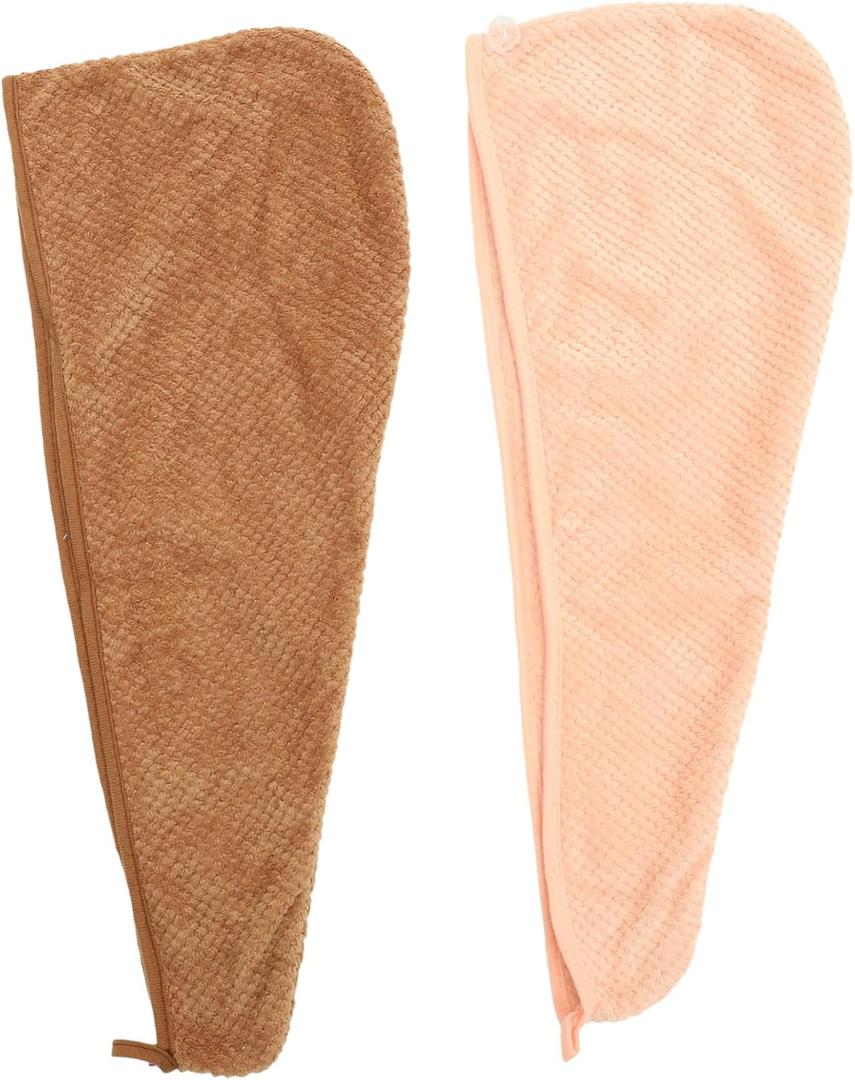 VICASKY Coral Fleece Hair Towel Wrap 2-Pack Thick Pineapple Check Quick Dry Hair Drying Hat for Women for Bath and Home Use