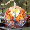 4 x Phoenix 3.5 Inch Ceramic Christmas Hanging Ornament, Holiday Decor, Tree Ornaments, Gifts for Christmas, Holiday Presents, Gift Exchange