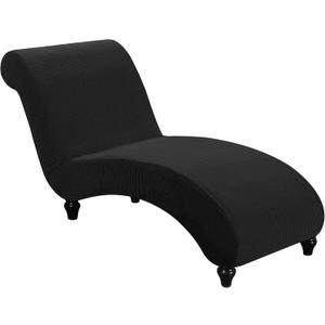 FantasDecor Chaise Lounge Cover Stretch Armless Chair Slipcover for Living Room Indoor Bedroom Soft Jacquard Fabric Machine Washable, Black