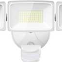 Onforu 65W LED Flood Light Motion Sensor Outdoor, 6500lm Security Light with Three Heads, IP65 Waterproof Exterior Floodlight for Entryways, Stairs, Yard, Garage (White)