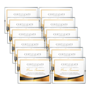 Wesiti 12 Pcs Glass Certificate Frames 8.5 x 11 Clear Picture Frames Bulk for Document Diploma Photo Award Tabletop Display