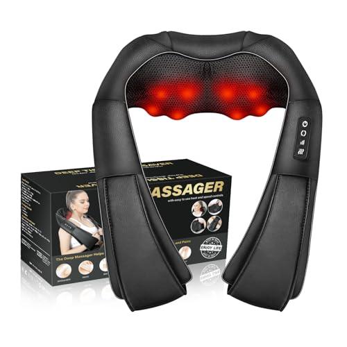Neck Massager with Heat, Back Massager Deep Tissue, Electric 3D Kneading Massage Pillow for Pain Shiatsu Back and Shoulder Massager, Birthday Christmas Gift for Women Men Dad Mom