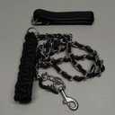 Heavy Duty Metal Chain Dog Leash, Soft Anti Bite Nylon Braided Handle Pet Lead Training Rope Leads for Medium Big Dogs Walking(Black)