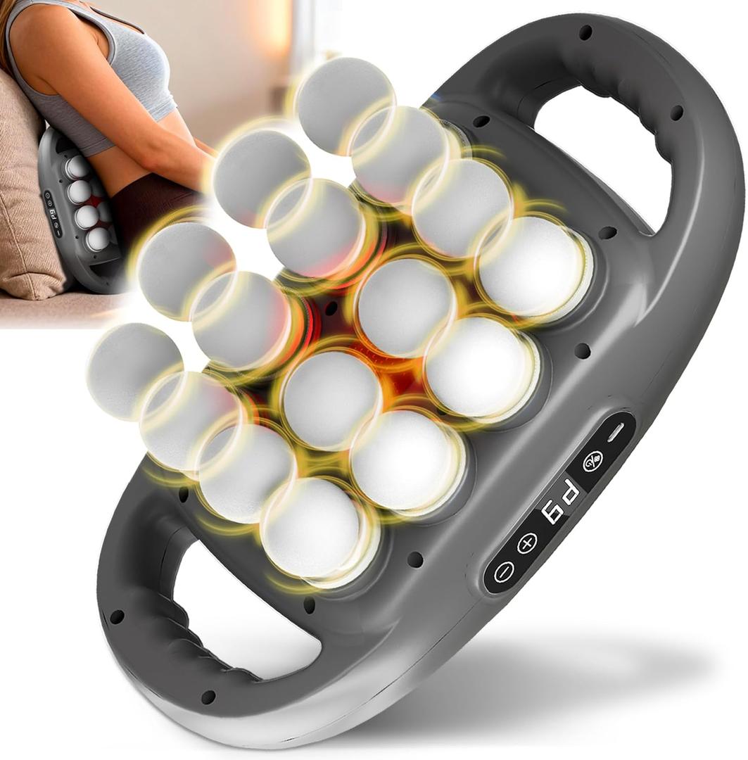 16 Head Massage Gun Deep Tissue, Percussion Massager for Muscle Relief, 2000mAh Capacity Battery, 9 Speeds & 9 Intensities Muscle Massage Gun for Shoulders, Waist, Back