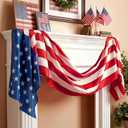 Chumia Vintage American Flag Banner Patriotic Fireplace Mantel Scarf 4th of July USA Flag Scarf Rustic Independence Day Mantle Cover Decor for Memorial Veterans Day Home Party 31.5 x 98.5 inches