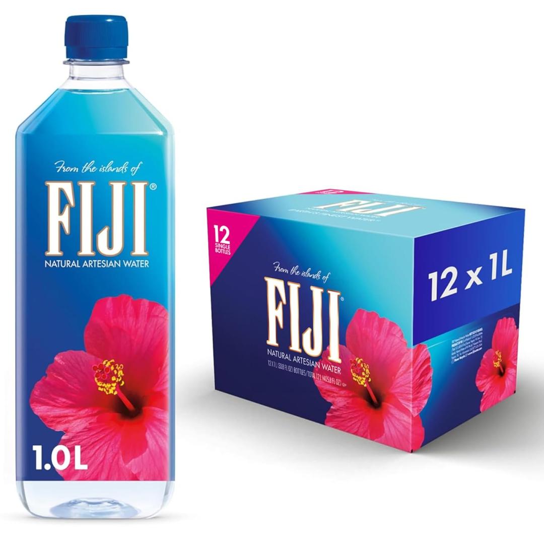 FIJI Natural Artesian Bottled Water, 1 Liter / 33.8 Fl Oz (Pack of 12) (BBD 02/01/28)