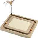 PEEKAB Cat Scratcher,Sisal Scratching Board with Track Ball Interactive Toy and Swing Feather Toys for Indoor Cats and Kittens,Large Heavy Durable