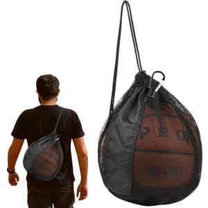 Cosmos Basketball Bag Basketball Backpack - Single Ball Mesh Storage Crossbody Sling Sackpack for Volleyball Soccer Rugby Football Equipment, Sport Bag Organizer for Gym Pool Beach & Travel Essentials