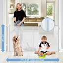 Reinforced Retractable Baby Gates with Support Rods, Retractable Pet Gate for Dog Prevent Bottom Crawling Through, Extends up to 55 Wide, Reinforced Mesh Stairs Gate for Kids Child Safety Gate, White