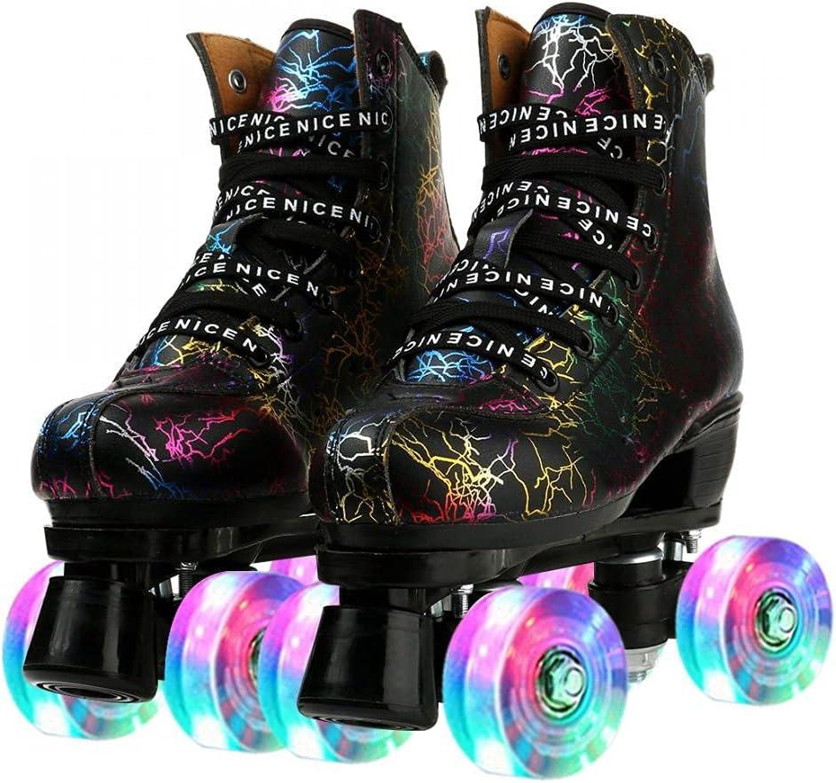 jessie Outdoor Roller Skates Women Adult with Light Up Wheels Black Quad Skating for Men Youth Boys Girls (44-US:11)