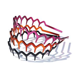 3PCS Zig Zag Headbands for Women Non Slip, ZigZag Hair Comb Headbands with Teeth, Classic 90s Amber Purple Black Headband for Women Men, Plastic Hair Accessories or Everyday Styling & Workout