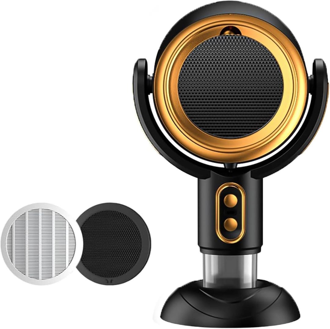 PuffHide Purifer & Smoke Away Purifier Fan Portable Black Gold Adjustable Angle Puff-Hide Purifier Fan, Tabletop Smoke Purifier Filters for Removes Odor (Plug-In)