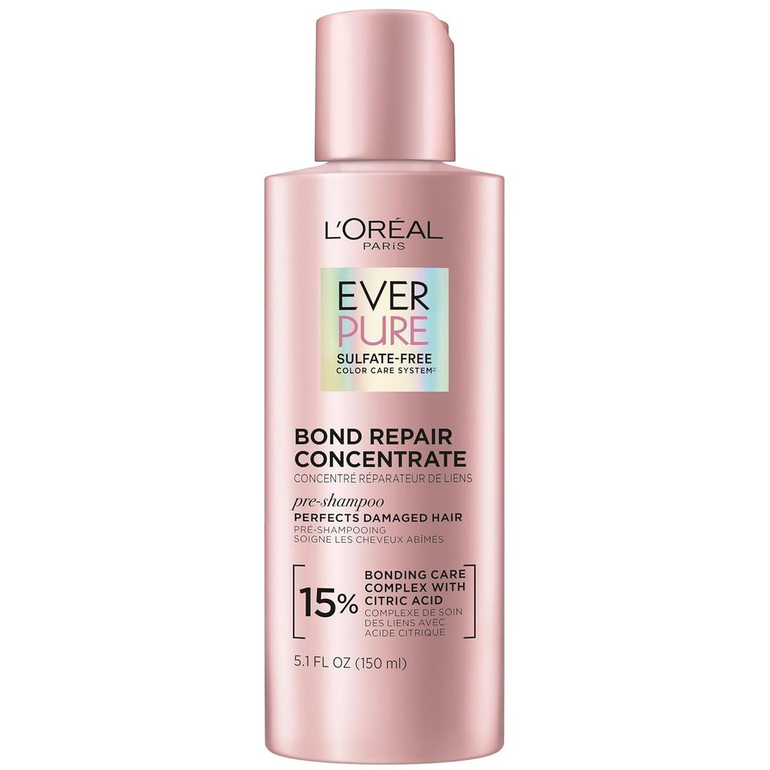 L'Oreal Paris Sulfate Free Bond Repair Pre Shampoo Treatment, Hair Repair for Colored, Bleached or Damaged Hair, EverPure, 5.1 Fl Oz