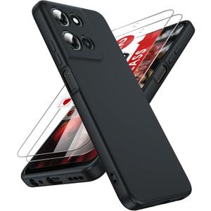 LeYi for Moto-G-2025 Case: [ ] Moto G 2025 Phone Case with Tempered Glass Screen Protector, Slim & Anti-Scratch Silicone Motorola Moto G 5G 2025 Case (XT2513),Black