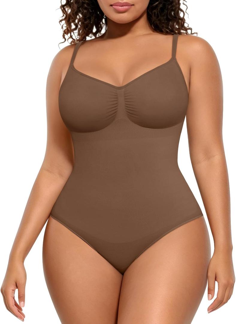 FeelinGirl Shapewear Bodysuit Tummy Control Body Shaper for Women Seamless Waist Snatching Shaper, M/L