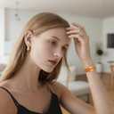 Leather Magnetic Bands Compatible with Apple Watch 11/10/9/8/7/6/5/4/3/2/1/SE/SE2/Ultra, Women Men Wristbands for iWatch 49mm/46mm/45mm/44mm/42mm/41mm/40mm/38mm (Orange+ Gold Buckle)