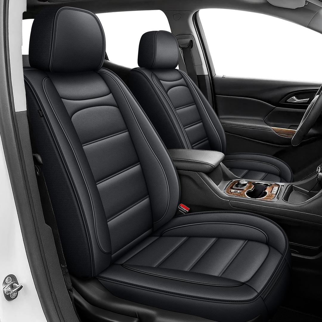 RAWAKORW Car Seat Covers Fit for GMC Acadia 7 Seats:2017-2023 Full Set Automotive Seat Covers Waterproof Leather Seat Covers for SUV Auto Seat Protectors(Black)