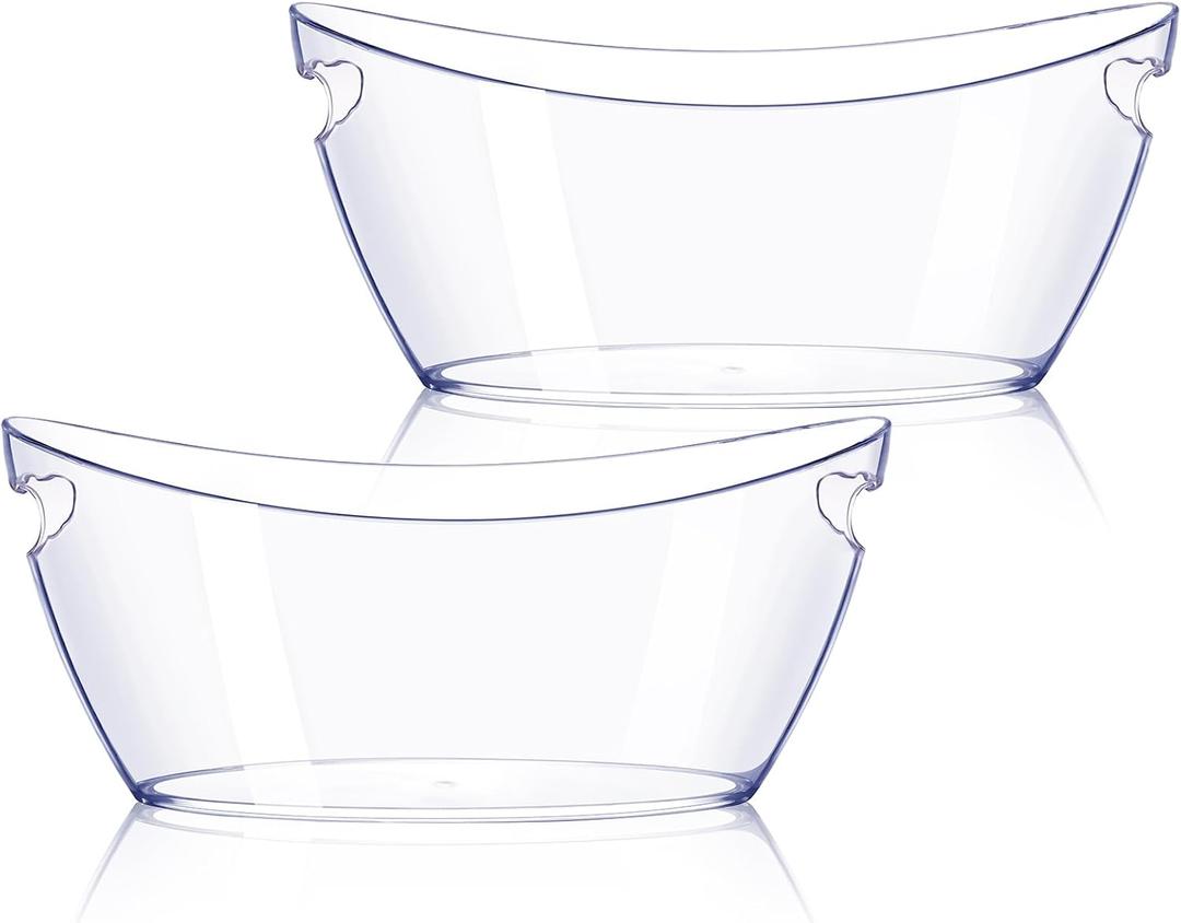 Ice Bucket 2 PCS, Thickened Ice Buckets for Parties, Mimosa Bar Supplies Beverage Tub for Champagne Beer Sparkling Wine Cocktails5.5L) 16.5 * 7.3 * 6.8inch (Clear)