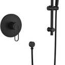 Taplong Tub Shower Faucet With Slide Bar8 Setting Handheld Showerhead With ON/OFF Pause Switch Handshower Kit Matte Black Shower System Adjustable Height Shower Head-TP049B