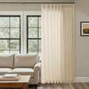 Beige Patio Sliding Door Curtains 100 Width 102 Inches Long Pinch Pleated Drape with Hooks Rings Light Filtering Semi Sheer Farmhouse Extra Wide 100x102 Curtain Panel for Living Dining Room