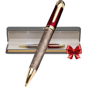 S&R Somit Fancy Pen For Men and Women With Gift Box - Valuable Luxury Pen for Business and Office, Executive Gift for Family & Friends - Special Engraving & Led Decorative Box (RED GOLD)