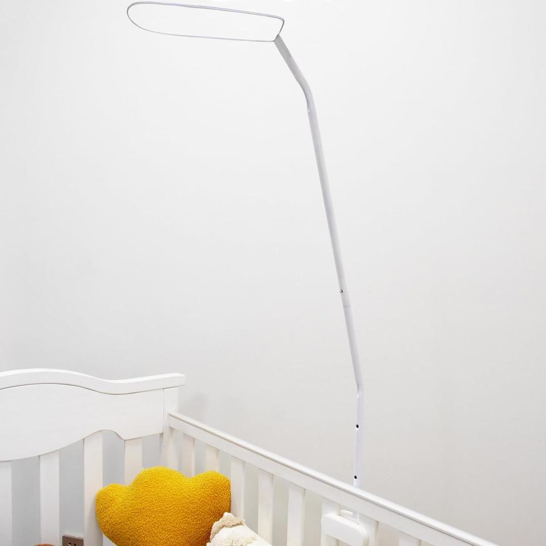 Baby Canopy Holder Stand with Adjustable Bedside Clamp - White Crib Mosquito Net Rack for Nursery Bed, Portable Infant Bed Mosquito Net Support Frame Accessories