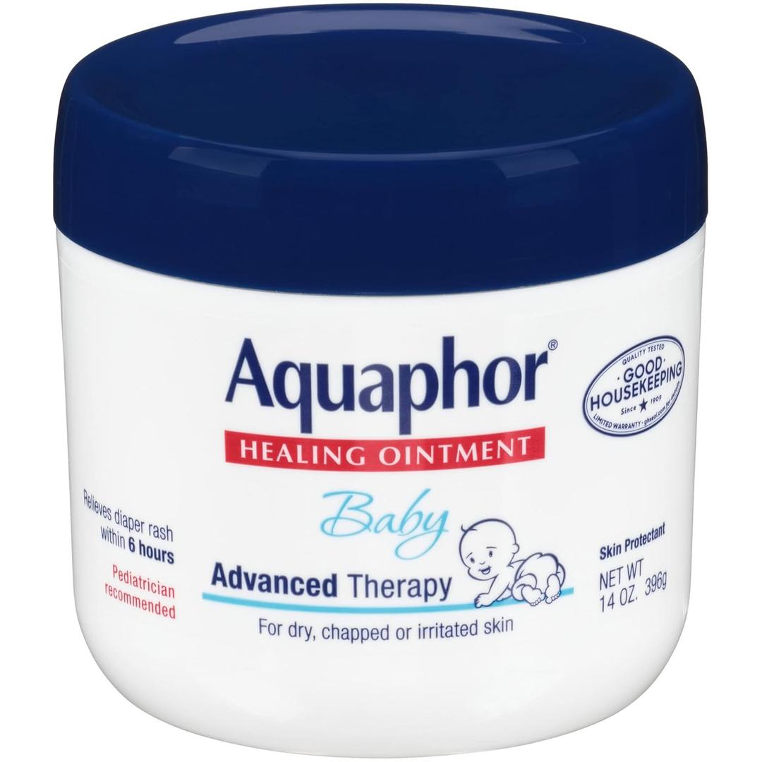 Aquaphor Baby Healing Ointment Advanced Therapy Skin Protectant for Chapped or Dry Skin, Drool Rash and Diaper Rash Ointment, 14 Oz Jar
