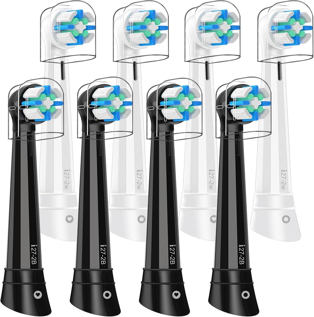 8 Pcs IO Replacement Heads Compatible with Oral b iO 2/3/4/5/6/7/8/9/10/Deep Clean Electric Toothbrush, Brush Heads Compatible with Oral b iO for Teeth Clean (Black/White)