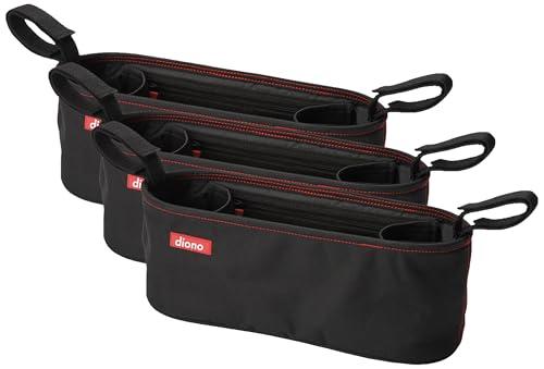 Diono Buggy Buddy Universal Stroller Organizer with Cup Holders, Secure Attachment, Zippered Pockets, Safe & Secure, Black (Pack of 3)