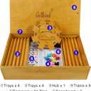 GOTHINK Mexican Train Dominoes Set, Double 12 Dominos Set for Kids Adults and Family, Dominoes Tile Board Game with Tiles Holders*8, Colorful Metal Trains*9, Wooden Hub, Scoreboards*2, Wooden Case